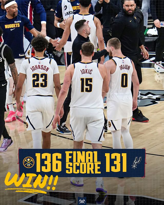 约基奇三双率队逆转马刺终结5连胜